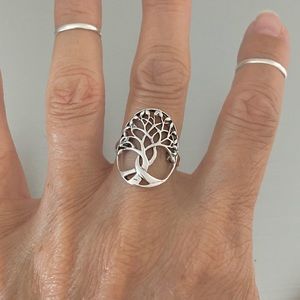 Sterling Silver Large Tree of Life Ring, Statement Fortune Rings, Zen Jewelry